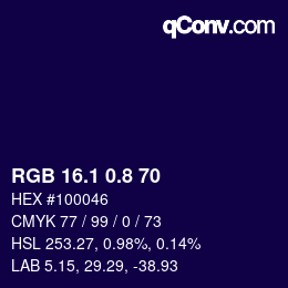 カラーコード: RGB 16.1 0.8 70 | qconv.com