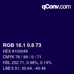 カラーコード: RGB 16.1 0.8 73 | qconv.com