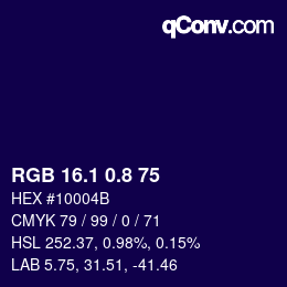 カラーコード: RGB 16.1 0.8 75 | qconv.com