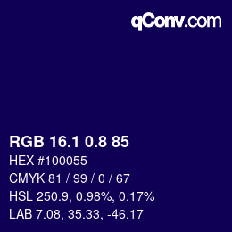 カラーコード: RGB 16.1 0.8 85 | qconv.com
