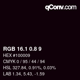 カラーコード: RGB 16.1 0.8 9 | qconv.com