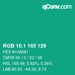 カラーコード: RGB 16.1 165 129 | qconv.com