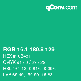 カラーコード: RGB 16.1 180.8 129 | qconv.com