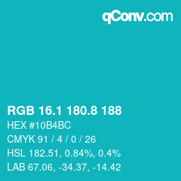 カラーコード: RGB 16.1 180.8 188 | qconv.com