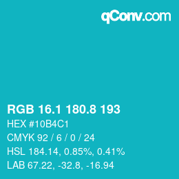 カラーコード: RGB 16.1 180.8 193 | qconv.com