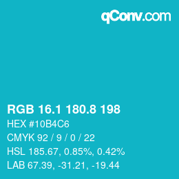 カラーコード: RGB 16.1 180.8 198 | qconv.com