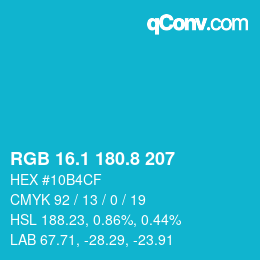 カラーコード: RGB 16.1 180.8 207 | qconv.com
