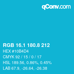 カラーコード: RGB 16.1 180.8 212 | qconv.com