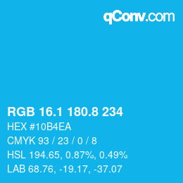カラーコード: RGB 16.1 180.8 234 | qconv.com