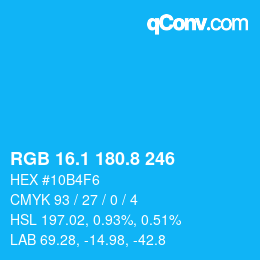 カラーコード: RGB 16.1 180.8 246 | qconv.com