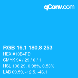 カラーコード: RGB 16.1 180.8 253 | qconv.com