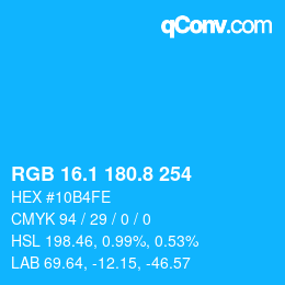 カラーコード: RGB 16.1 180.8 254 | qconv.com