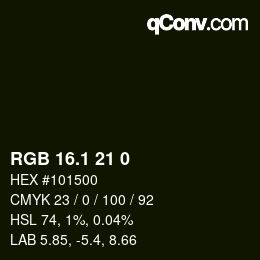 カラーコード: RGB 16.1 21 0 | qconv.com