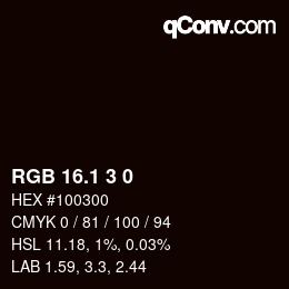 カラーコード: RGB 16.1 3 0 | qconv.com