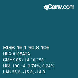 Color code: RGB 16.1 90.8 106 | qconv.com
