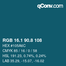 Color code: RGB 16.1 90.8 108 | qconv.com
