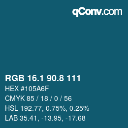 Color code: RGB 16.1 90.8 111 | qconv.com