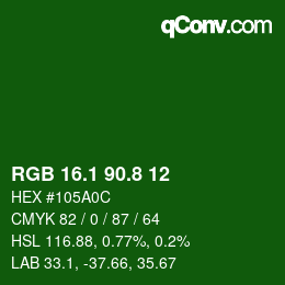 カラーコード: RGB 16.1 90.8 12 | qconv.com