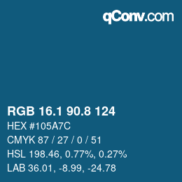 Color code: RGB 16.1 90.8 124 | qconv.com