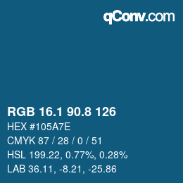 Color code: RGB 16.1 90.8 126 | qconv.com