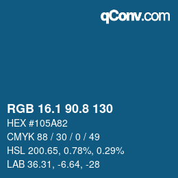 Color code: RGB 16.1 90.8 130 | qconv.com