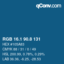 Color code: RGB 16.1 90.8 131 | qconv.com