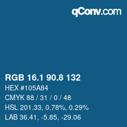 Farbcode: RGB 16.1 90.8 132 | qconv.com