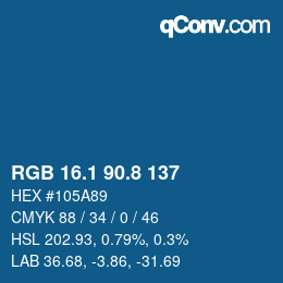 カラーコード: RGB 16.1 90.8 137 | qconv.com