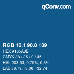 カラーコード: RGB 16.1 90.8 139 | qconv.com