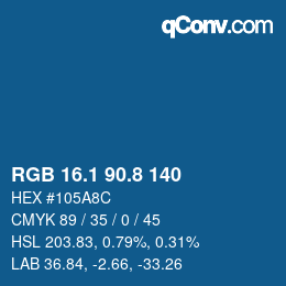 Color code: RGB 16.1 90.8 140 | qconv.com