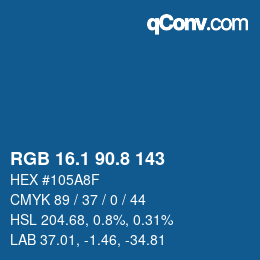 カラーコード: RGB 16.1 90.8 143 | qconv.com