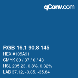 カラーコード: RGB 16.1 90.8 145 | qconv.com