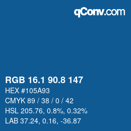 カラーコード: RGB 16.1 90.8 147 | qconv.com