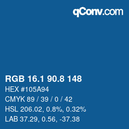 カラーコード: RGB 16.1 90.8 148 | qconv.com