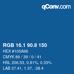 Color code: RGB 16.1 90.8 150 | qconv.com