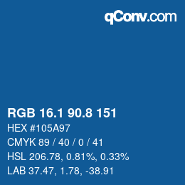 カラーコード: RGB 16.1 90.8 151 | qconv.com