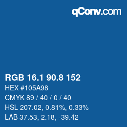 カラーコード: RGB 16.1 90.8 152 | qconv.com