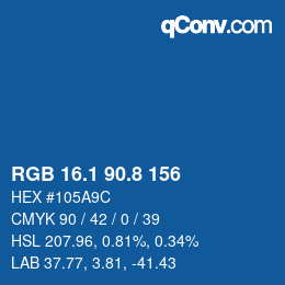 Farbcode: RGB 16.1 90.8 156 | qconv.com