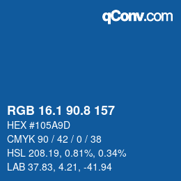 カラーコード: RGB 16.1 90.8 157 | qconv.com