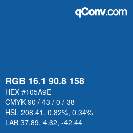 カラーコード: RGB 16.1 90.8 158 | qconv.com