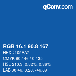 カラーコード: RGB 16.1 90.8 167 | qconv.com