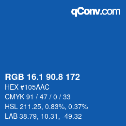 カラーコード: RGB 16.1 90.8 172 | qconv.com