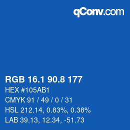 カラーコード: RGB 16.1 90.8 177 | qconv.com