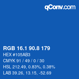 Farbcode: RGB 16.1 90.8 179 | qconv.com