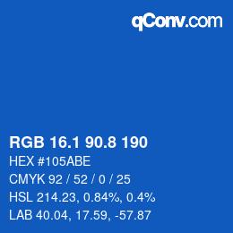 カラーコード: RGB 16.1 90.8 190 | qconv.com