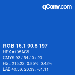 カラーコード: RGB 16.1 90.8 197 | qconv.com