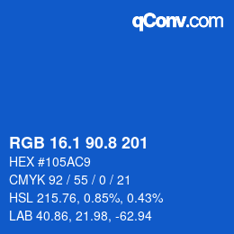 カラーコード: RGB 16.1 90.8 201 | qconv.com
