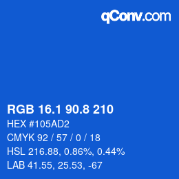 カラーコード: RGB 16.1 90.8 210 | qconv.com