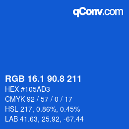カラーコード: RGB 16.1 90.8 211 | qconv.com