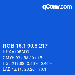 カラーコード: RGB 16.1 90.8 217 | qconv.com